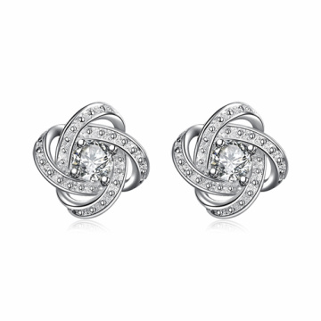 Fleur 925 boucles d&#39;oreilles en argent sterling avec CZ